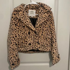 Esley Leopard faux fur coat.
